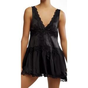 In This Groove Mini Slip Dress - Washed Black